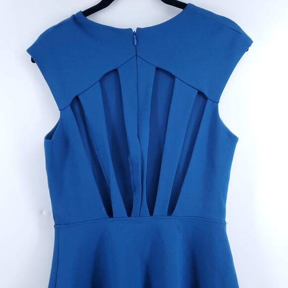Silence+Noise Event Y2K Blue Fit&Flare Mini Skater Dress Geometric Bac CutOut S - Picture 10 of 13